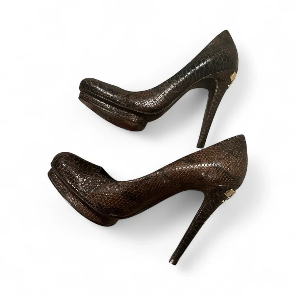 Tory Burch Jude Amazing Snakeskin Leather Stiletto Heel Platform Shoes Pumps 8.5